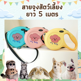 Petcircle สายจูงสัตว์เลี้ยง  ยาว 5 เมตร สายจูงกระต่าย สายจูงสุนัข สายจูงแมว