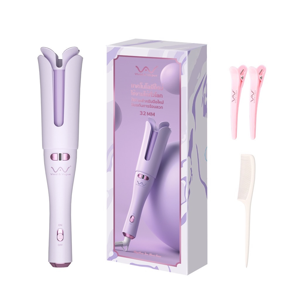 Vivid&Vogue เครื่องม้วนผมรุ่น 022D สีม่วง32MM ปี2023) เครื่องม้วนผมอัตโนมัติ ดีไซน์ใหม่ รูปที่ 6