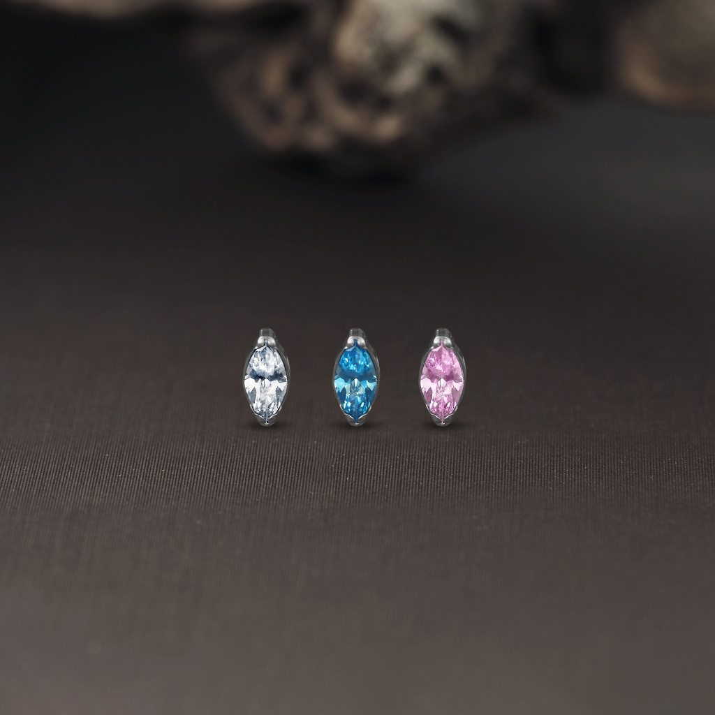 Piercingroom by Jay จิว/ต่างหู แป้นแบน สำหรับผิวแพ้ง่าย Mini Marquise Titanium เกรดการแพทย์ (ราคาต่อชิ้น) - รูปที่ 7