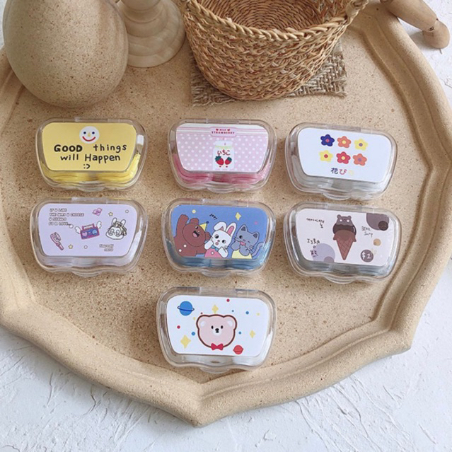 Love Myshop พร้อมส่ง น่ารักมากๆ ตลับใส่คอนแทคเลนส์ Cutie Contactlens Caseตลับใส่คอนแทคเลนส์มีกระจก+ที่คีบ+ตัวจุ๊บ