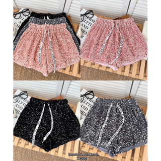 🇰🇷New🇰🇷  Korea blingbling short pants ขาสั้นวิ้งเลื่อมรุ่นใหม่ เอวสมอคอย่างดีเลยค่ะ เชือกแต่งตัวอักษร