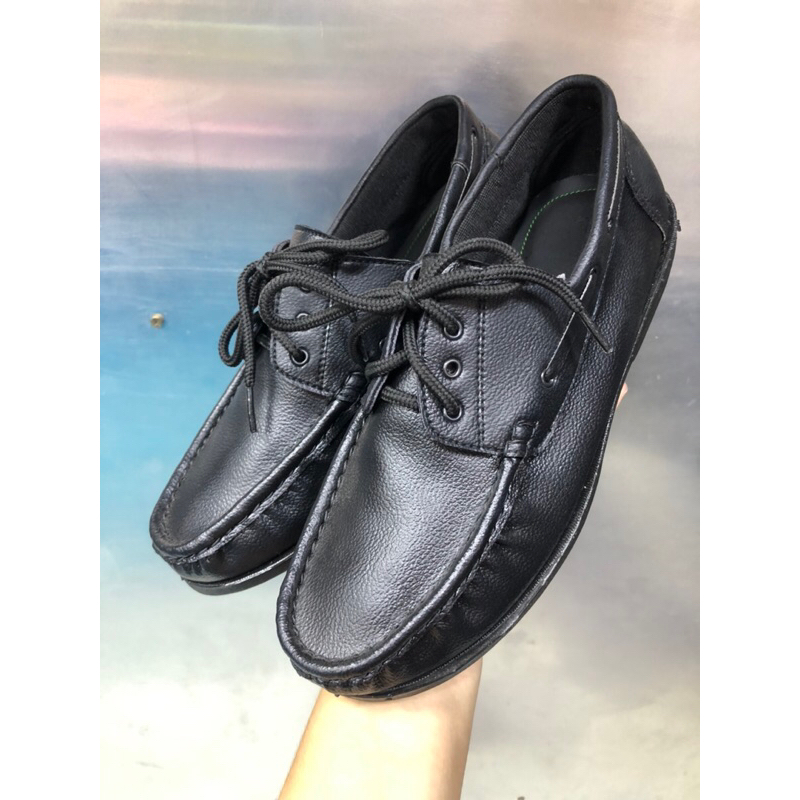 รองเท้าหนังทรงโบ๊ทชูสีดำล้วน size37-45
