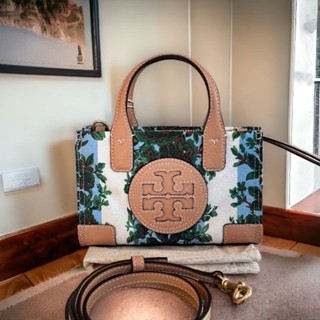 🆕️กระเป๋าTory Burch Ella Printed Rayure Fleurie Mini Tote With Crossbody strapStyle No. 143164