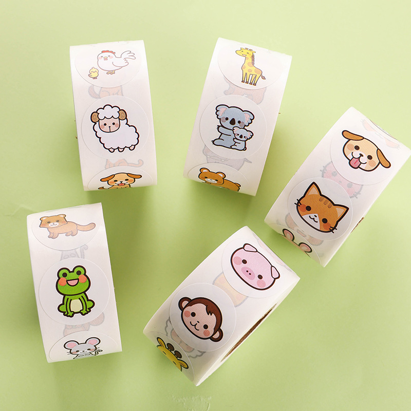 ( LY ) รวมลาย สติกเกอร์การ์ตูนสวนสัตว์ 500ชิ้น/ม้วน