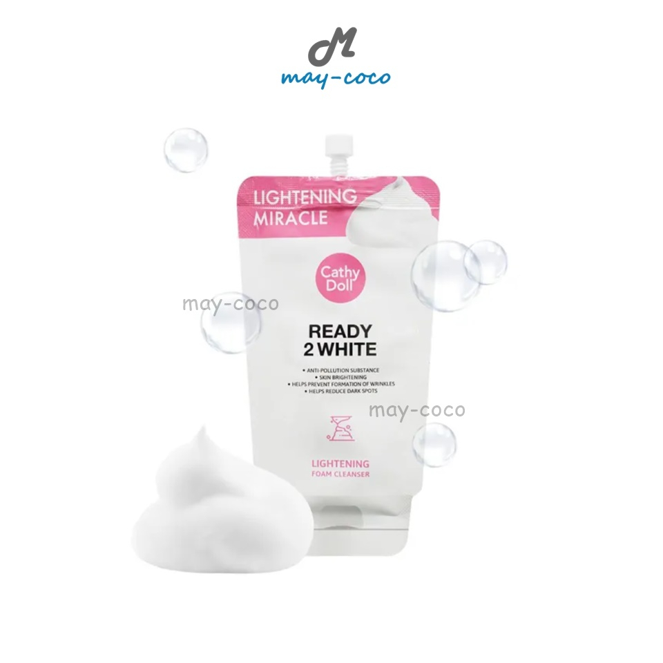 ถูก/แท้/มีไลฟ์ โฟมล้างหน้า Cathy Doll Ready 2 White Lightening Foam Cleanser ทำความสะอาดหน้า ล้างหน้า หน้าขาว