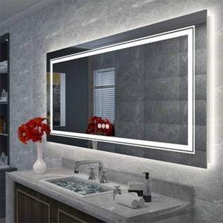 LED Bathroom Mirror สมาร์ทกระจกห้องน้ำ led ส่องสว่างหน้าจอสัมผัสห้องน้ำกระจกสแควร์ติดผนังส่องสว่างแต่งหน้ากระจกห้องน้ำ