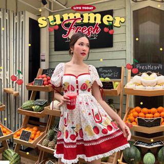 SP30  Mini dress สีขาวลายพิมพ์