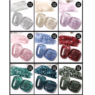 สีกลิตเตอร์ กากเพชร เม็ดสีแน่นๆ สวยงาม แบรนด์ AS 15ml. AYZ Set สีเจล สีทาเล็บ