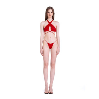 Angelys Balek ชุดว่ายน้ำ Cross Neck Wrap Front Bikini Swimsuit  รุ่นSS23SW00108704 สีแดง