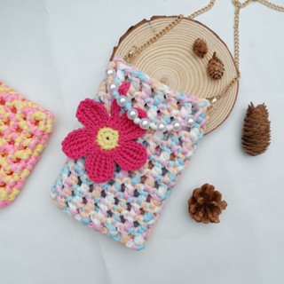 🌼Flower pearl phone bag 🌼กระเป๋าถักใส่โทรศัพท์