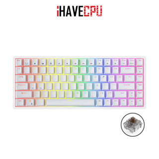 iHAVECPU KEYBOARD (คีย์บอร์ด) ROYAL KLUDGE RK84 TRI-MODES (BROWN SWITCH) WHITE