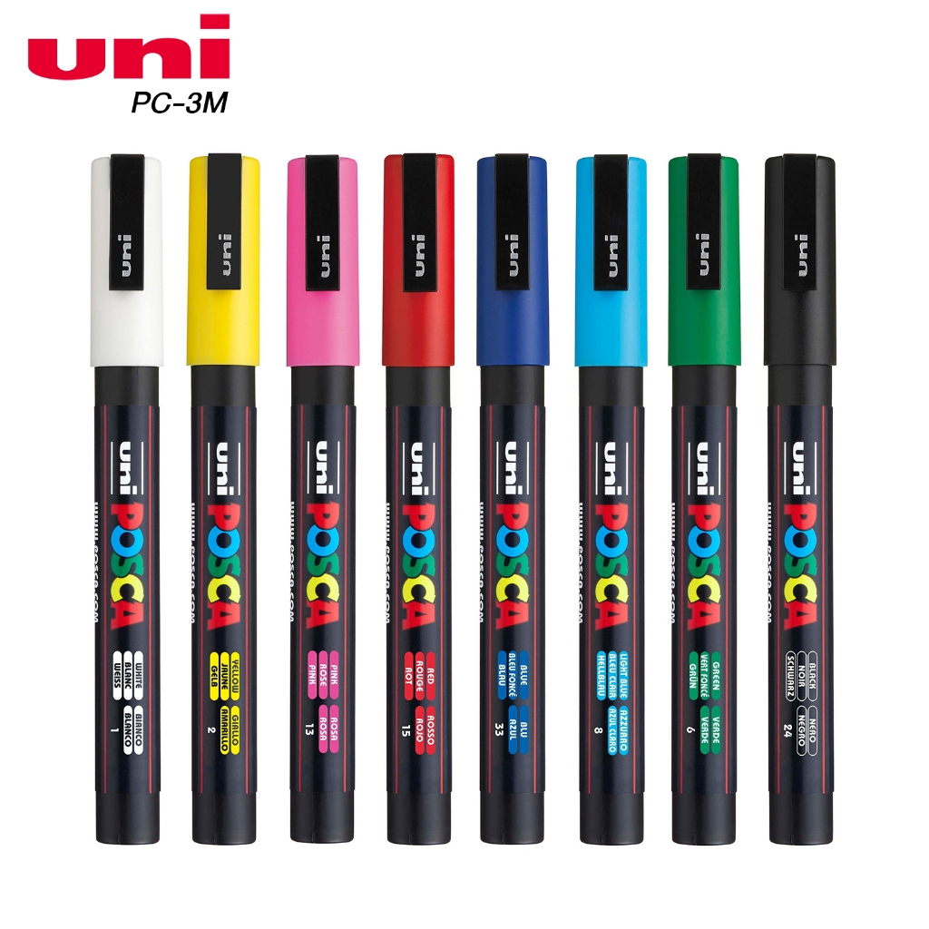 ปากกาสีอะคริลิค UNI POSCA PC-3M ปากกามาร์คเกอร์ กันน้ำ สำหรับเขียนกระจก ไม้ แก้ว ขนาดเส้น 0.9