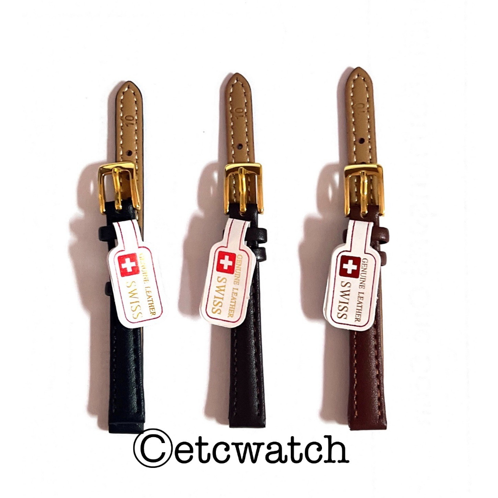 พร้อมส่ง> สายนาฬิกาหนัง PU เรียบ ไม่มีลาย ขนาด 10 มม.