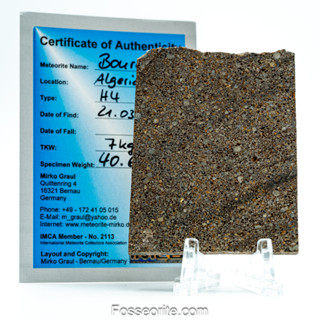 อุกกาบาต หิน BOURA 001 Meteorite แบบสไลซ์ใหญ่ พร้อมใบรับรอง จาก Germany #6 หนัก 40.6 กรัม