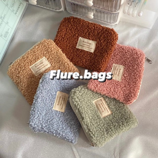 กระเป๋าปุกปุยขนแกะ มีซิป ใส่เหรียญ มินิมอล สีพาสเทลอ่อนๆ ขนาดเล็ก flure.bags