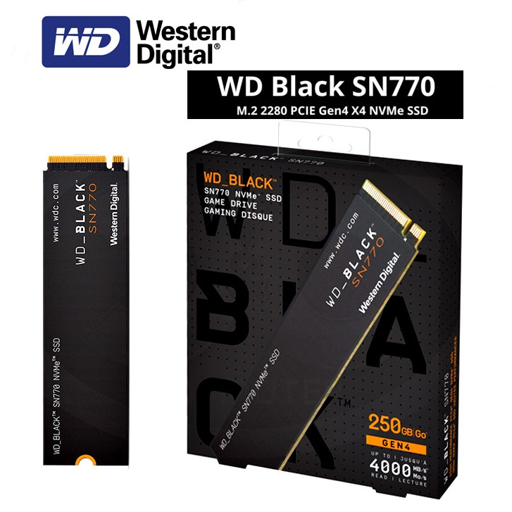 250GB SSD (เอสเอสดี) WD BLACK SN770 - PCIe Gen4 NVMe M.2 2280 (WDS250G3X0E) รับประกัน 5 - Y