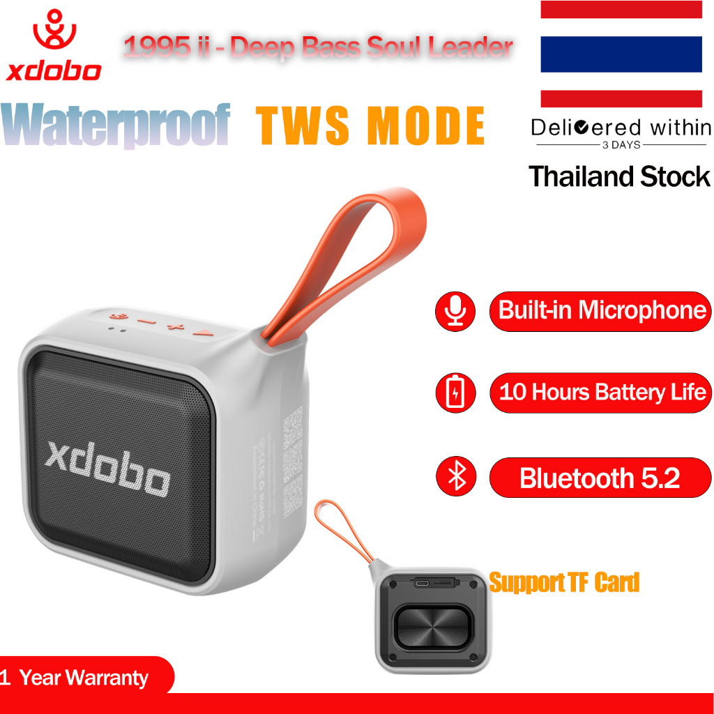 XDOBO Prince 1995ii ลำโพงไร้สายบลูทู ธ TWS Mode Ture สเตอริโอไร้สายคู่ลำโพงวูฟเฟอร์ลึก IPX7 กันน้ำกล