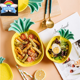 แผ่นผลไม้สร้างสรรค์ Pineapple Ceramic ติ่มซำอาหารจานทำอาหารในครัวเรือน