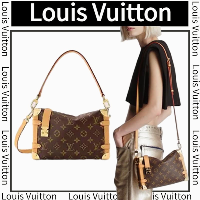 หลุยส์ วิตตอง Louis Vuitton กระเป๋าถือ SIDE TRUNK/กระเป๋าผู้หญิง/สไตล์ล่าสุด/กระเป๋าถือทรงกล่อง/ของแท้ 100%