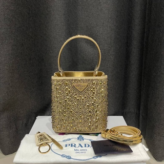 กระเป๋าสะพาย คริสตัล ปราด้า Panier satin bag with crystals Size 6”