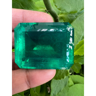 Lab emerald Huge Octagon shape 20x25mm 1 pieces  columbia พลอย  โคลัมเบีย Green  Emerald มรกต