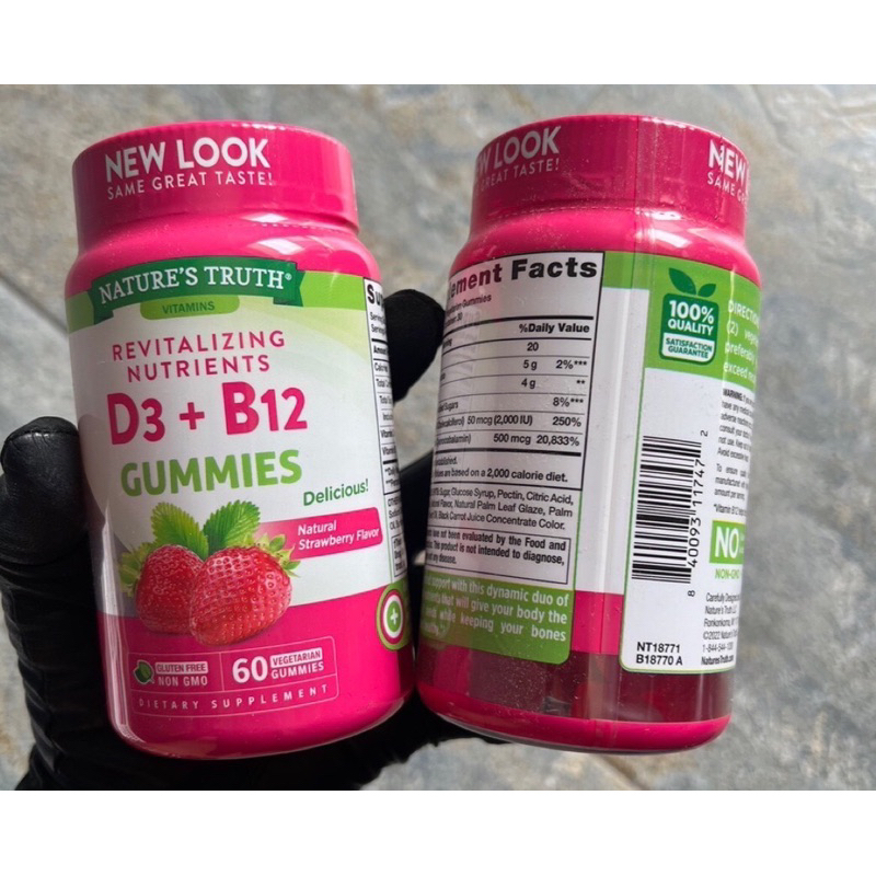 Nature's Truth Vitamin D3 + B12 60 gummies วิตามินดี3 + วิตามินบี12 รวมวิตามินทั้ง 2