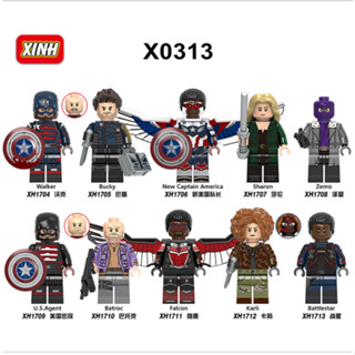 มินิฟิกเกอร์บล็อกตัวต่อToys Marvel Falcon The Falcon Winter Soldier ของเล่นสำหรับเด็ก/ผู้ใหญ่ X0313