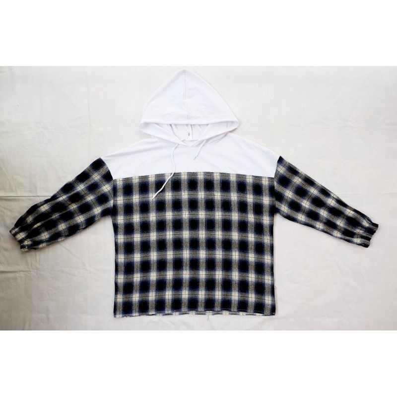 (⚠️อก 50) เสื้อกันหนาว เสื้อแขนยาว มีฮู้ด ลายสก๊อต ไซส์ใหญ่