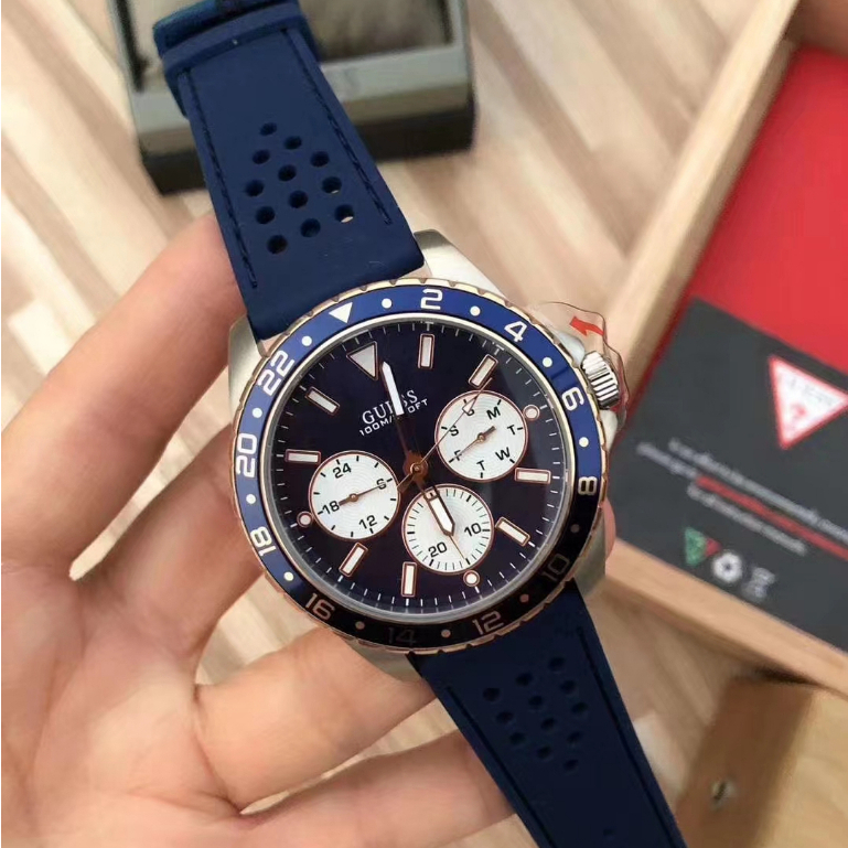 GUESS ของแท้100% นาฬิกาข้อมือสําหรับผู้ชายแบรนด์อเมริกัน มัลติฟังก์ชั่น 6 เข็ม W1108G1 W1108G3 W1108G4 W1108G5 W1108G6