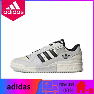 FORUM ของแท้ 100% ของ Adidas จัดแสดงรองเท้าผ้าใบลำลองสีเทาต่ำที่ทนทานต่อการสึกหรอ