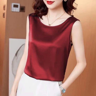 TTOO เสื้อแขนกุดคอกลมสีพื้นผ้าซาร์ตีนผู้หญิงมาใหม่ สีสานสดใสเหมาะอากาศร้อนๆจ้า ผ้าสวมใส่สบาย พร้อมส่ง รุ่น 179