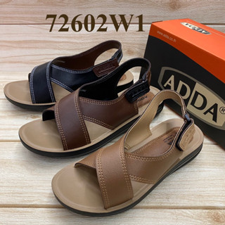 ADDA 72602 W1 รองเท้าแตะรัดส้นหญิง (37-41) สีดำ/น้ำตาล/น้ำตาลอ่อน