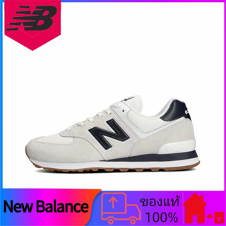 ของแท้ 100% New Balance NB 574 รองเท้าวิ่งสวมต่ำที่ดูดซับแรงกระแทกสบาย ๆ สีขาวและสีน้ำเงิน