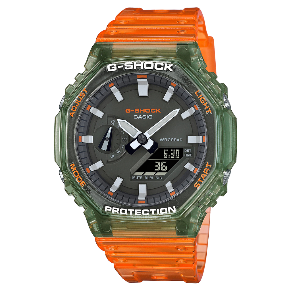 นาฬิกา G-SHOCK รุ่น GA-2100HC-4ADR สีเขียวส้มกรอบสายใส CMG
