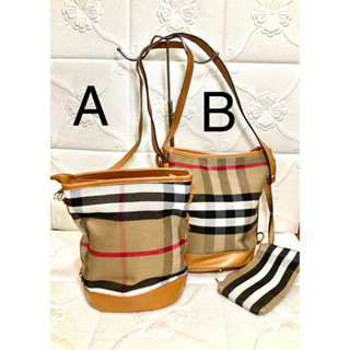 กระเป๋าสะพายข้าง ทรงถัง Burberry ขนาดฐาน7.5 สูง10นิ้ว แบบAปากซิป/แบบB ปากแม่เหล็กมีใบลูก มือสองพร้อมใช้