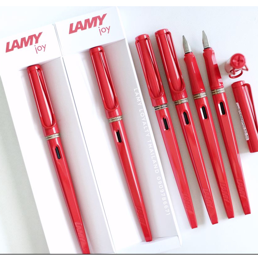 **พร้อมส่ง**❤️🍓Lamy Joy Strawberry🍓❤️ลามี่ รุ่นจอย หัวตัด เขียนอักษรประดิษฐ์ คลิปแดง 2023