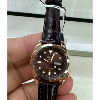 Seiko 5 Sports Compact Leather สีน้ำตาล dial อัตโนมัติ รุ่น SRE006,SRE006K1,SRE006K 100M ของสุภาพสตรี