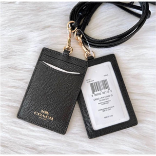 🎀 คล้องบัตร 1490 Coach F57311 สีดำ สีขาว LANYARD ID CASE