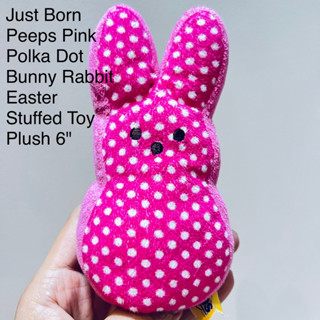 ตุ๊กตา กระต่าย Just Born Peeps Pink Polka Dot Bunny Rabbit Easter Stuffed Toy Plush 6" ป้ายไม่ค่อยสวย ลิขสิทธิ์แท้