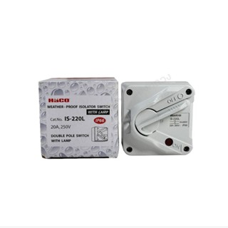 Haco IS-220L สวิตช์สลับกันน้ำ Isolator Switch Weatherproof IEC 20A 250V 2 Pole Switch With Pilot Lamp