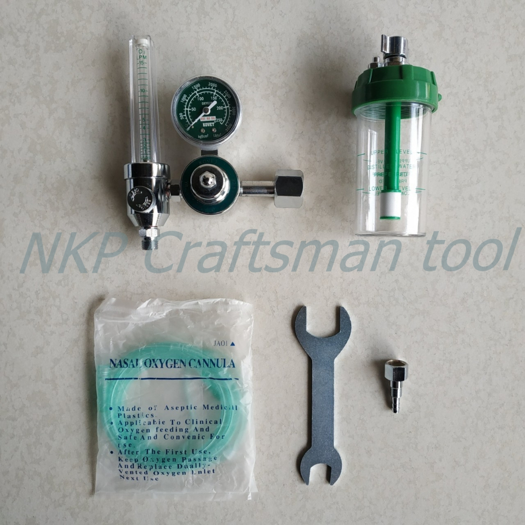 เกจ์หายใจ เกจลม OXYGEN KOVET # YR-86 KV-950X ISO13485 พร้อมสายยางและกระบอกแก้ว
