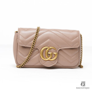 GUCCI MARMONT SUPER MINI BEIGE PINK CALF GHW