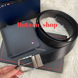 Tommy Hilfiger  Leather Belt &amp; Wallet Set !!! ซื้อ1ได้ถึง 2 ใบ เซตสุดคุ้ม!! กระเป๋าสตางค์พับสองตอน และ เข็มขัด