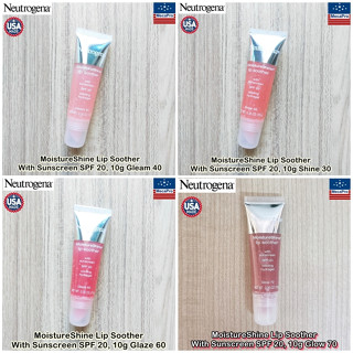 Neutrogena® MoistureShine Lip Soother With Sunscreen SPF 20, 10g นูโทรจีน่า กลอสบำรุงริมฝีปาก ลิปมอยส์เจอร์ไรเซอร์