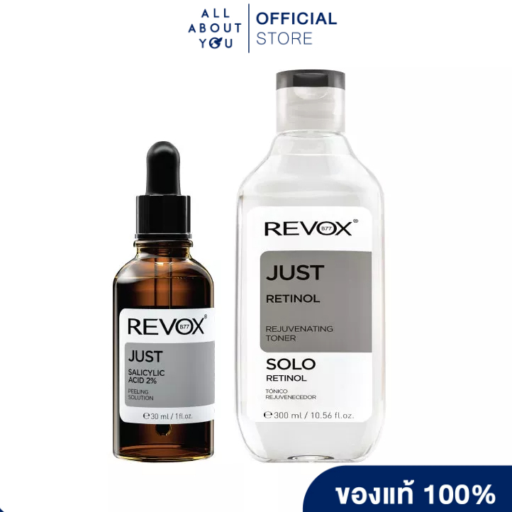MFG:03/22 | EXP: 03/25[SET] Revox B77 JUST RETINOL REJUVENATING TONER 300 ml.+SALICYLIC ACID 2% PEELING SOLUTION 30 ml