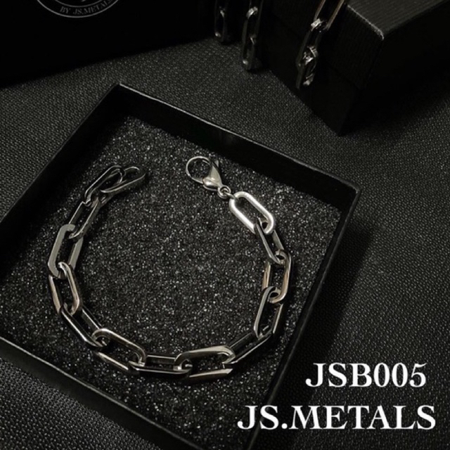 METALS สร้อยข้อมือโซ่ รุ่นโซ่ฝรั่ง 8 mm สีเลสเงา สแตนเลส (WATERPROOF) B03-02