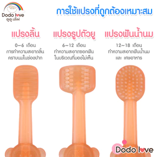 DODOLOVE แปรงซิลิโคน แปรงทำความสะอาดฟันน้ำนม ขจัดคราบน้ำนม กล่อง 3 ชิ้น