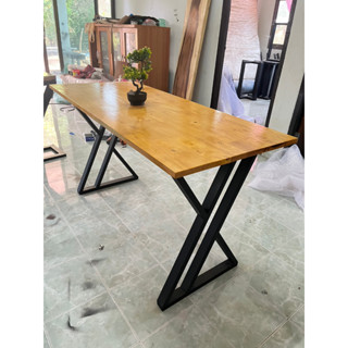 MPT2Wood-Steel โต๊ะลอฟท์ โต๊ะสำเร็จรูป สูง75ซม.Table Loft DIY ทำจาก ท๊อปไม้ประสาน ขาเหล็ก ทรง ZX สีดำด้าน แข็งแรง ทนทาน