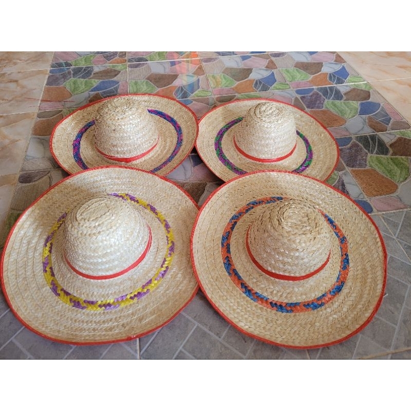 (แพค 10ใบ)หมวกสานอีปุก ปีก5นิ้ว ใช้งานบุญ แห่นาค กฐิน กันแดด