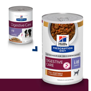 Hill's Prescription Diet i/d Low fat อาหารเปียกสุนัข รักษาโรคไขมันในเลือดสูง สูตรไขมันต่ำ 354 กรัม x 12 กระป๋อง